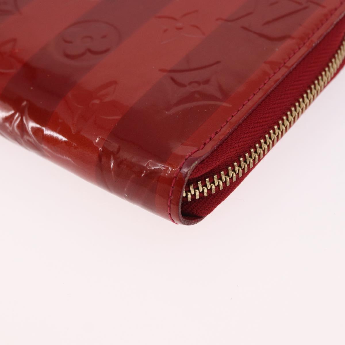 LOUIS VUITTON Vernis Rayure Zippy Long Wallet Pomme D'amour M91718 Auth 192031