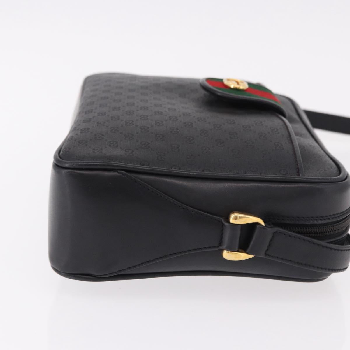 GUCCI Micro GG Supreme Web Sherry Line Bag PVC Black 001 098 4073 Auth 192034