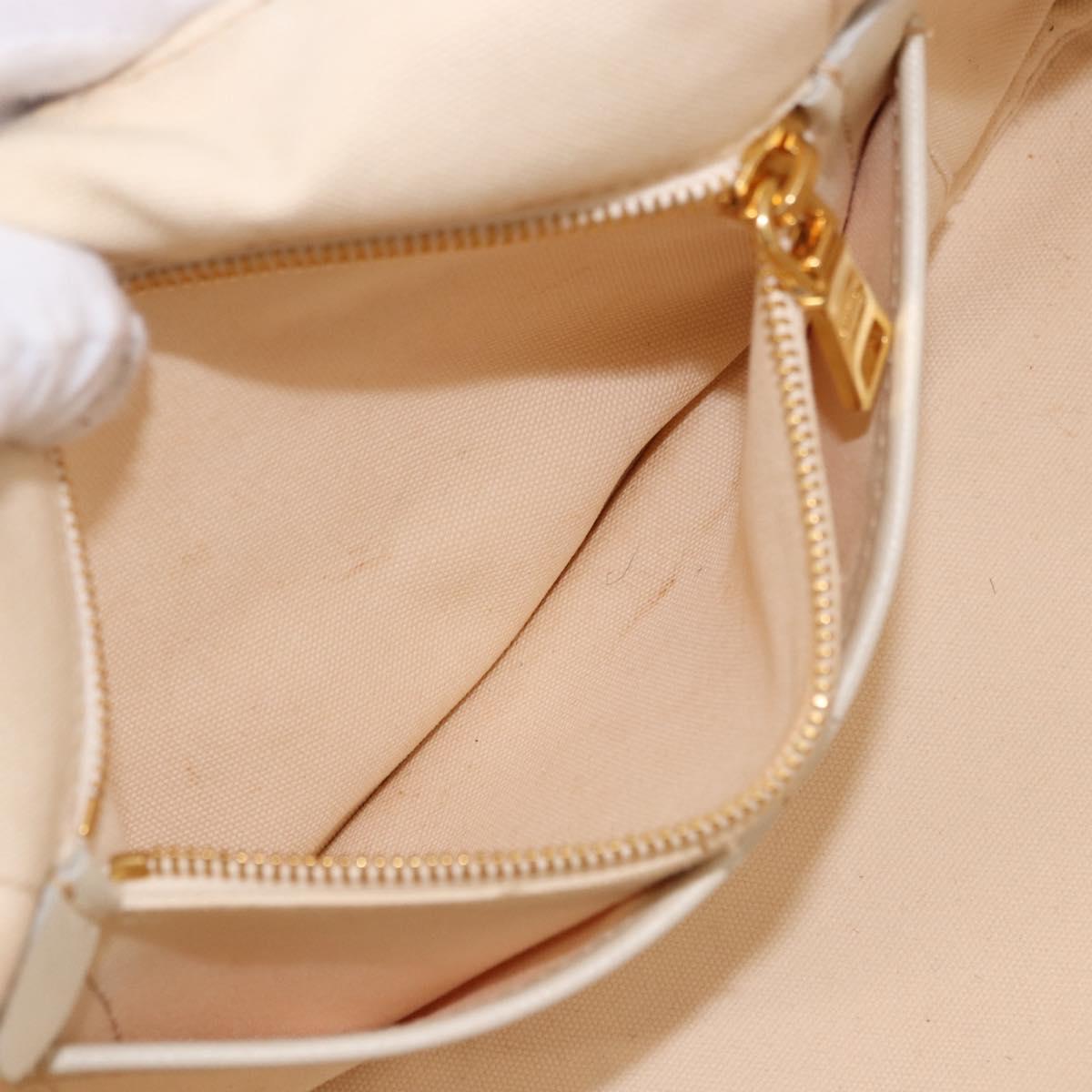 PRADA Canapa M Hand Bag Canvas Ivory Gold Auth 192036A
