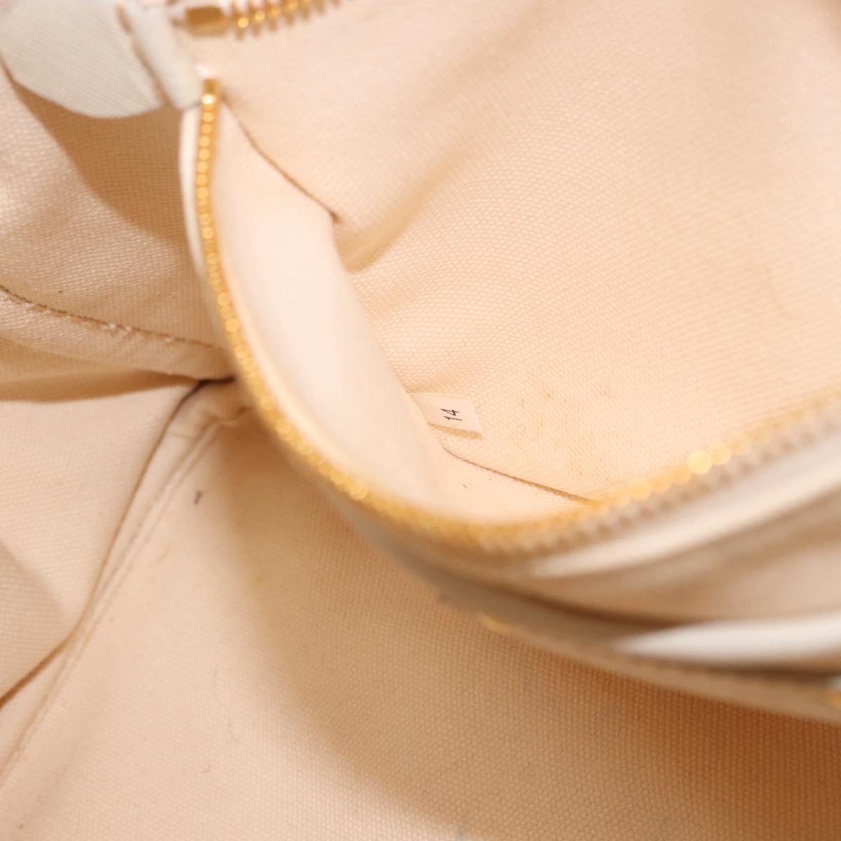 PRADA Canapa M Hand Bag Canvas Ivory Gold Auth 192036A