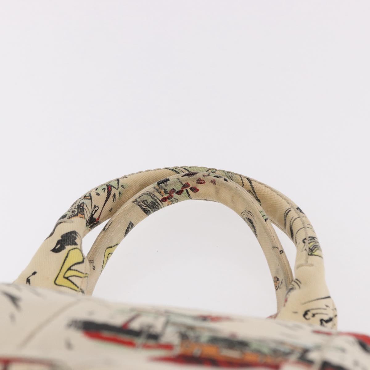 PRADA Canapa M Hand Bag Canvas Ivory Gold Auth 192036A
