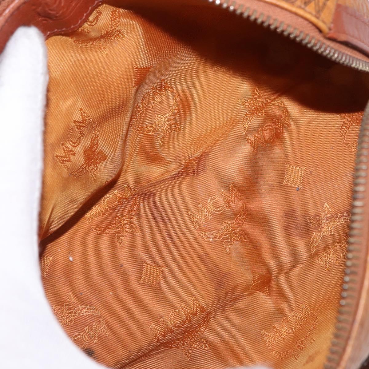 MCM Logogram Vicetos Mini Boston Bag PVC Leather 2way Brown Gold Auth 192038