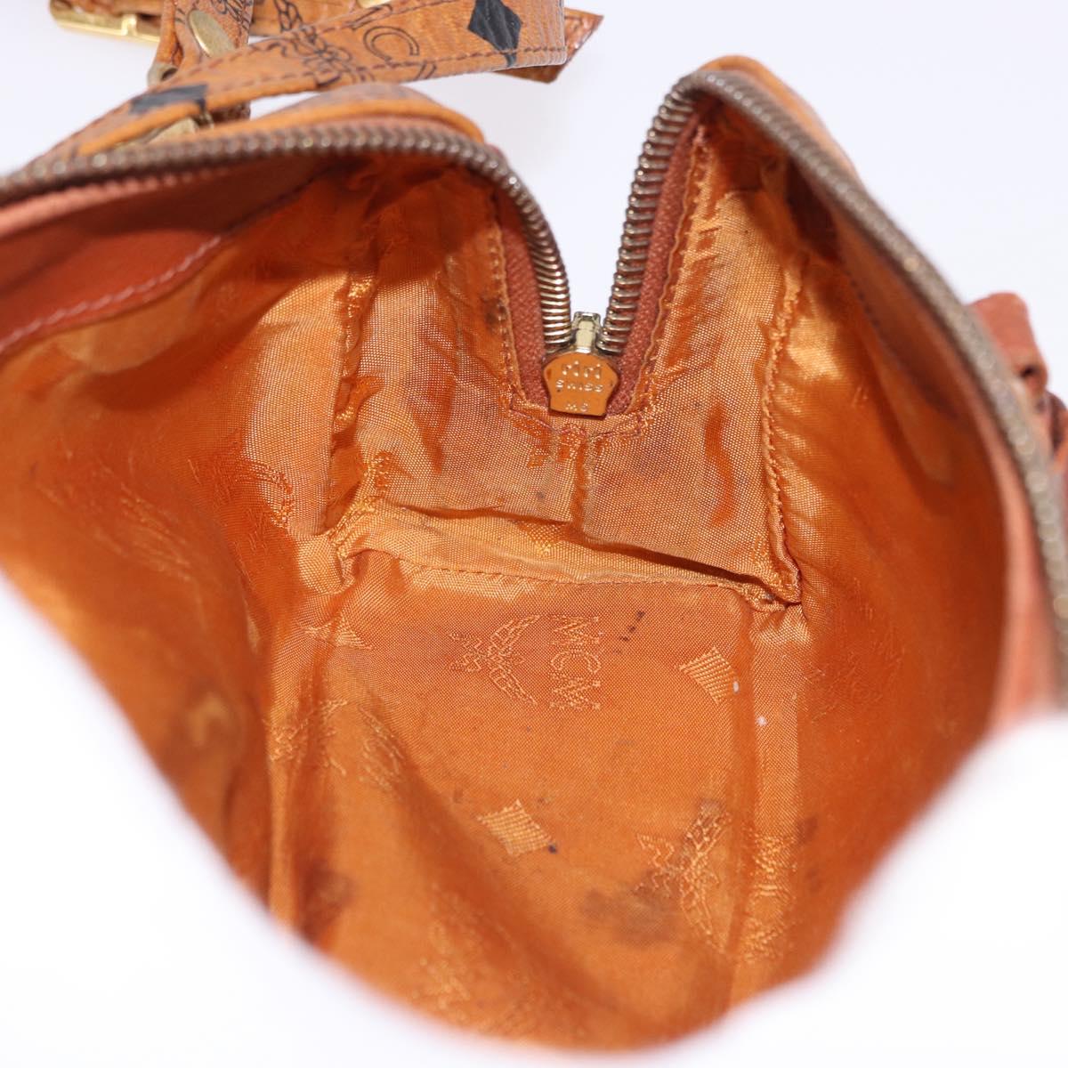 MCM Logogram Vicetos Mini Boston Bag PVC Leather 2way Brown Gold Auth 192038