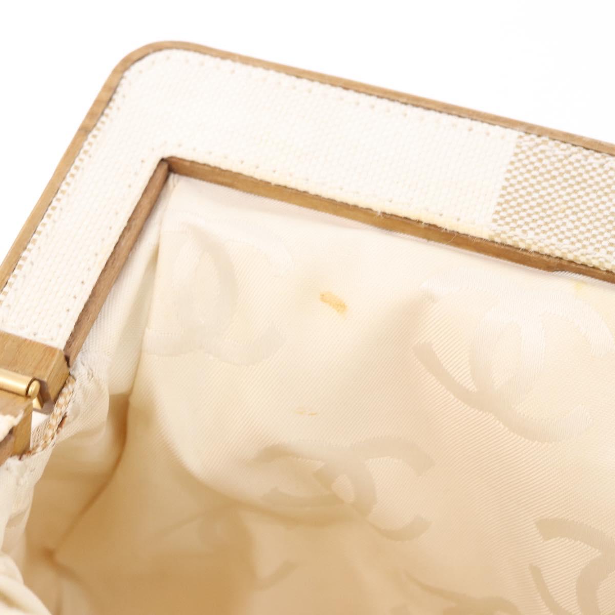 CHANEL Hand Bag Canvas Beige Gold CC Auth 192039V