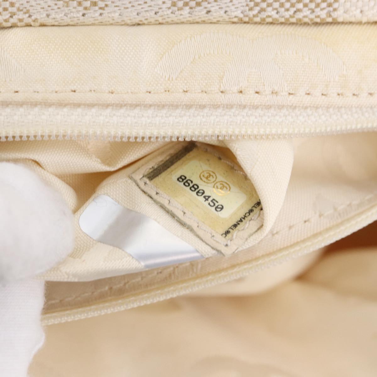 CHANEL Hand Bag Canvas Beige Gold CC Auth 192039V