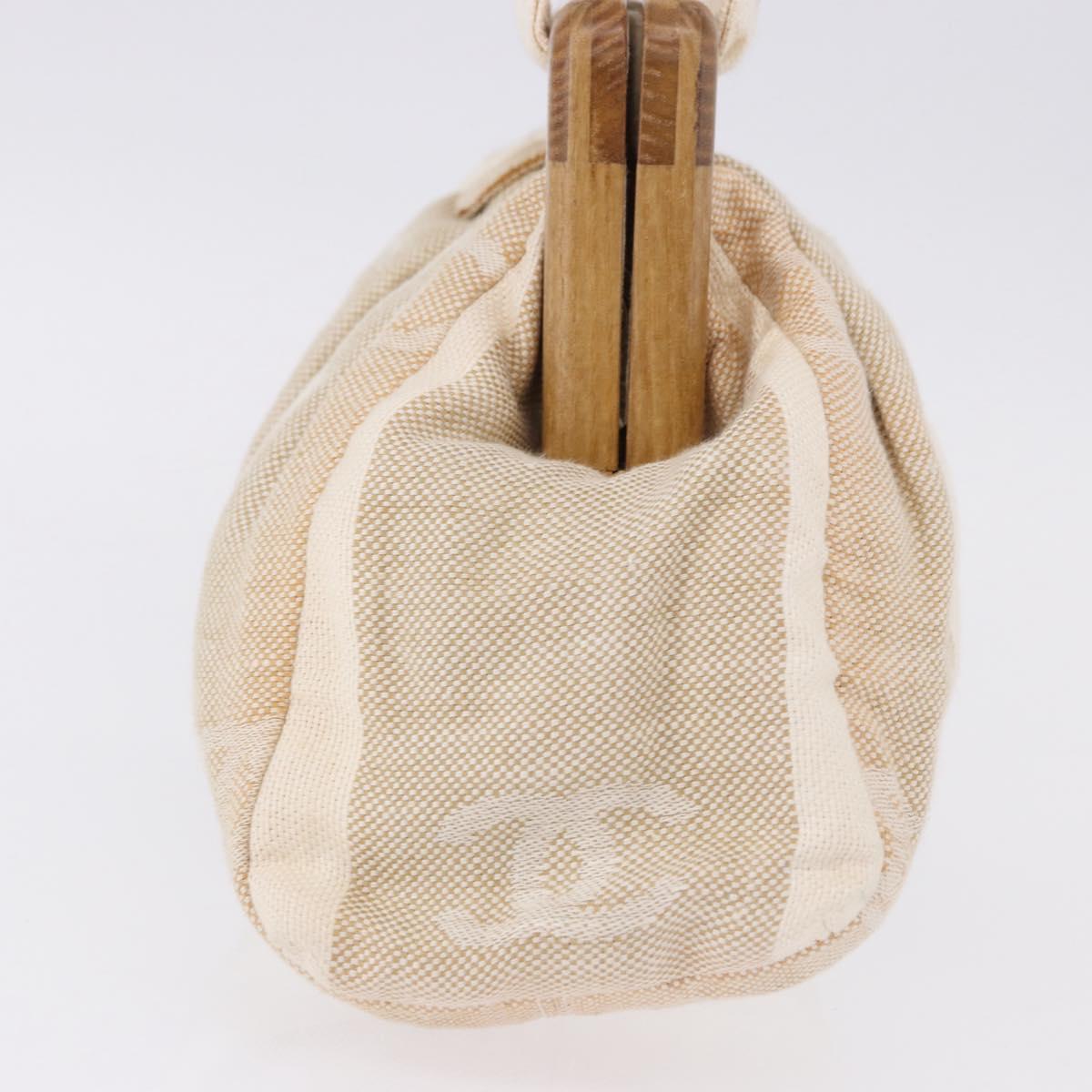 CHANEL Hand Bag Canvas Beige Gold CC Auth 192039V