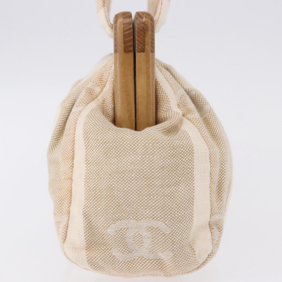 CHANEL Hand Bag Canvas Beige Gold CC Auth 192039V