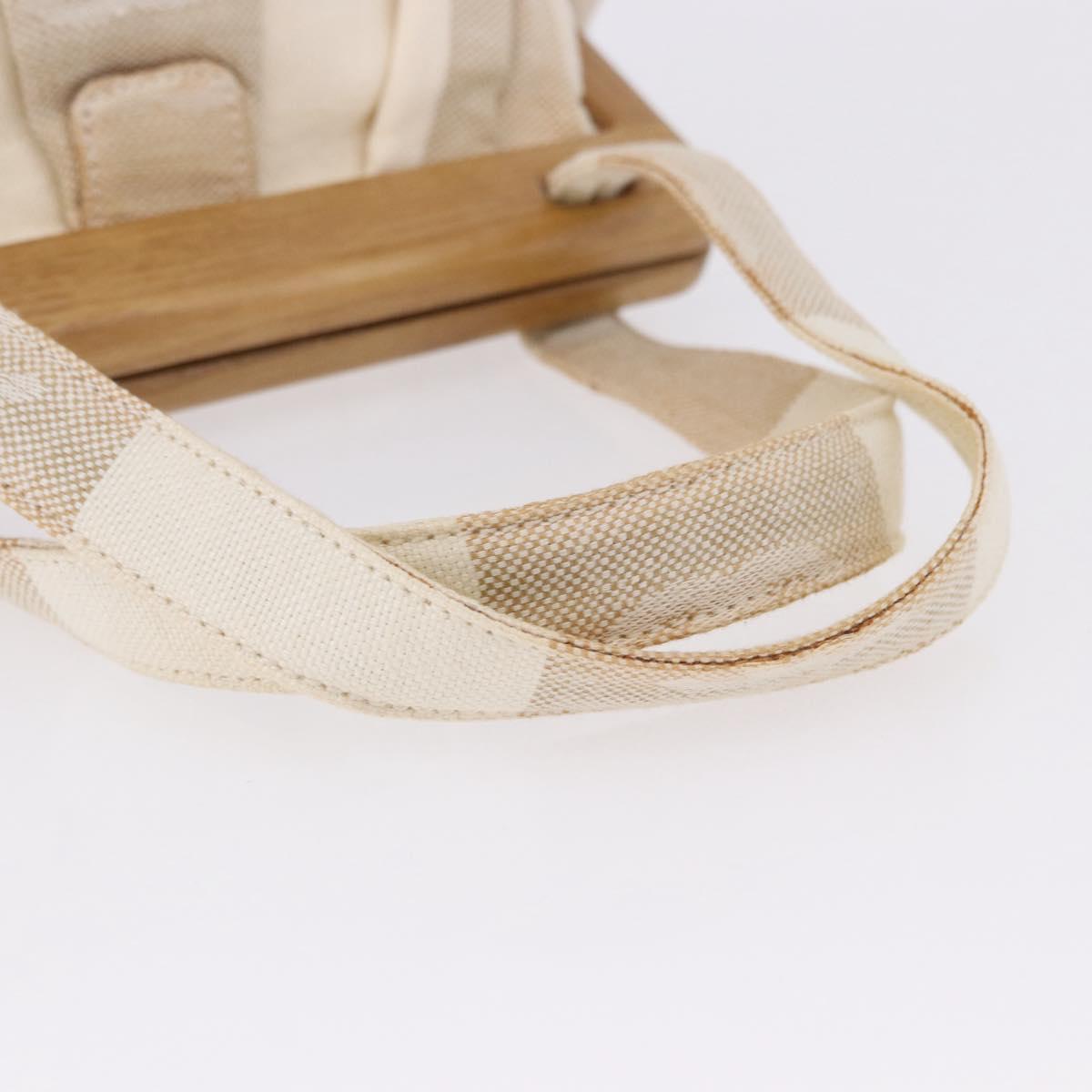 CHANEL Hand Bag Canvas Beige Gold CC Auth 192039V