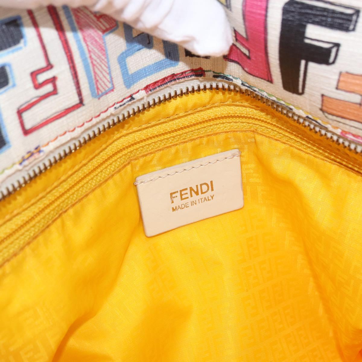 FENDI Zucca Canvas Tote Bag PVC Multicolor Gold Auth 192040A