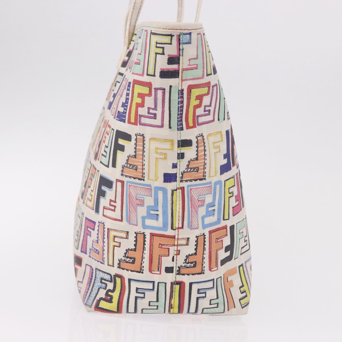FENDI Zucca Canvas Tote Bag PVC Multicolor Gold Auth 192040A