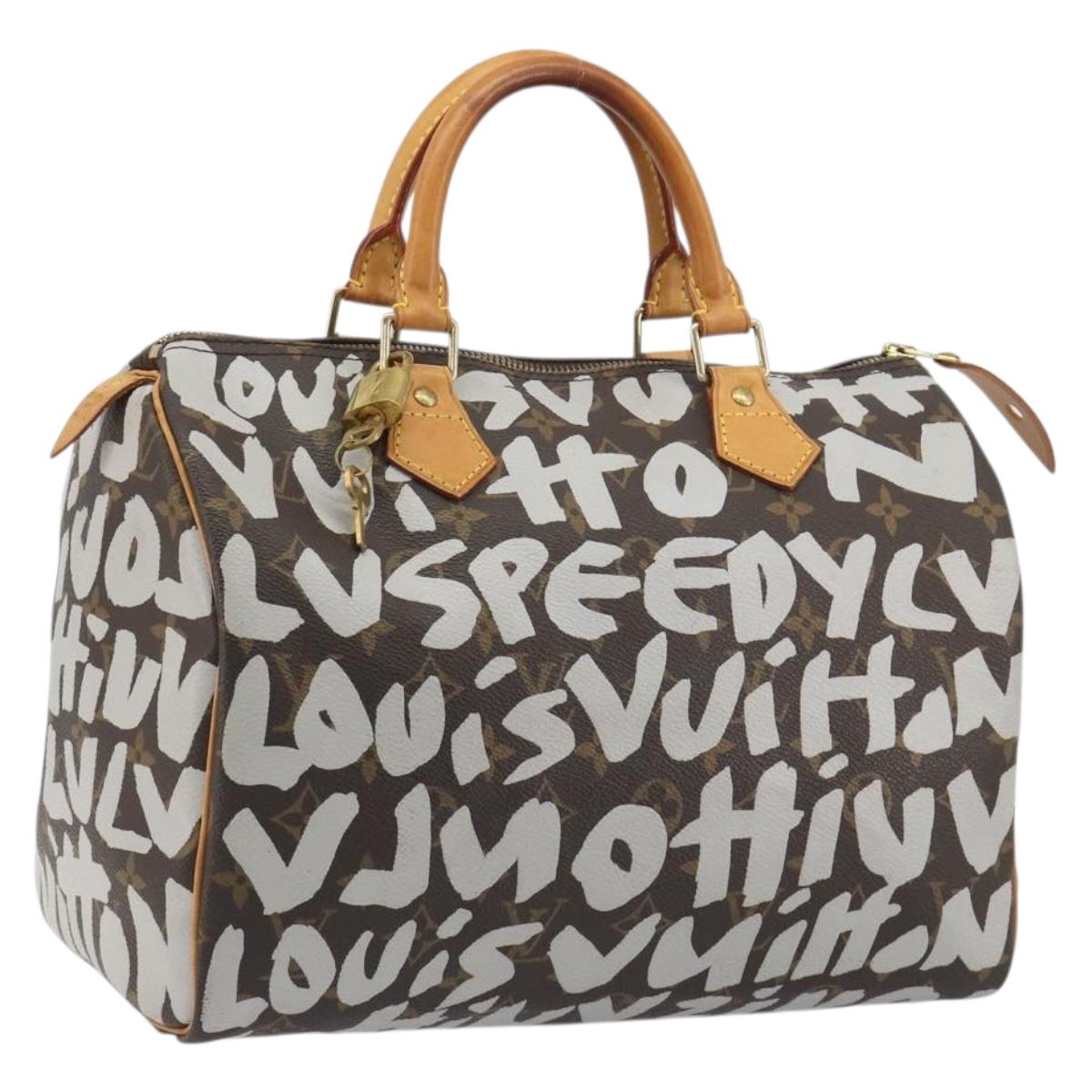 LOUIS VUITTON Monogram Graffiti Speedy 30 Bag White M92195 LV Auth 192043SAV