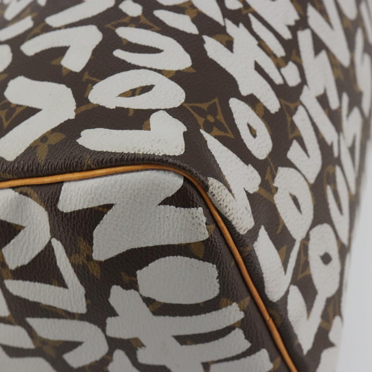 LOUIS VUITTON Monogram Graffiti Speedy 30 Bag White M92195 LV Auth 192043SAV