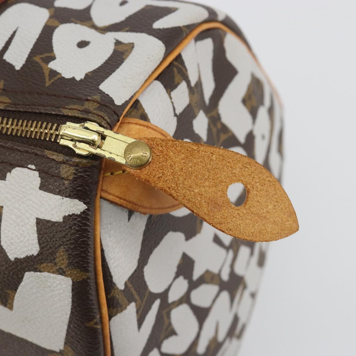 LOUIS VUITTON Monogram Graffiti Speedy 30 Bag White M92195 LV Auth 192043SAV