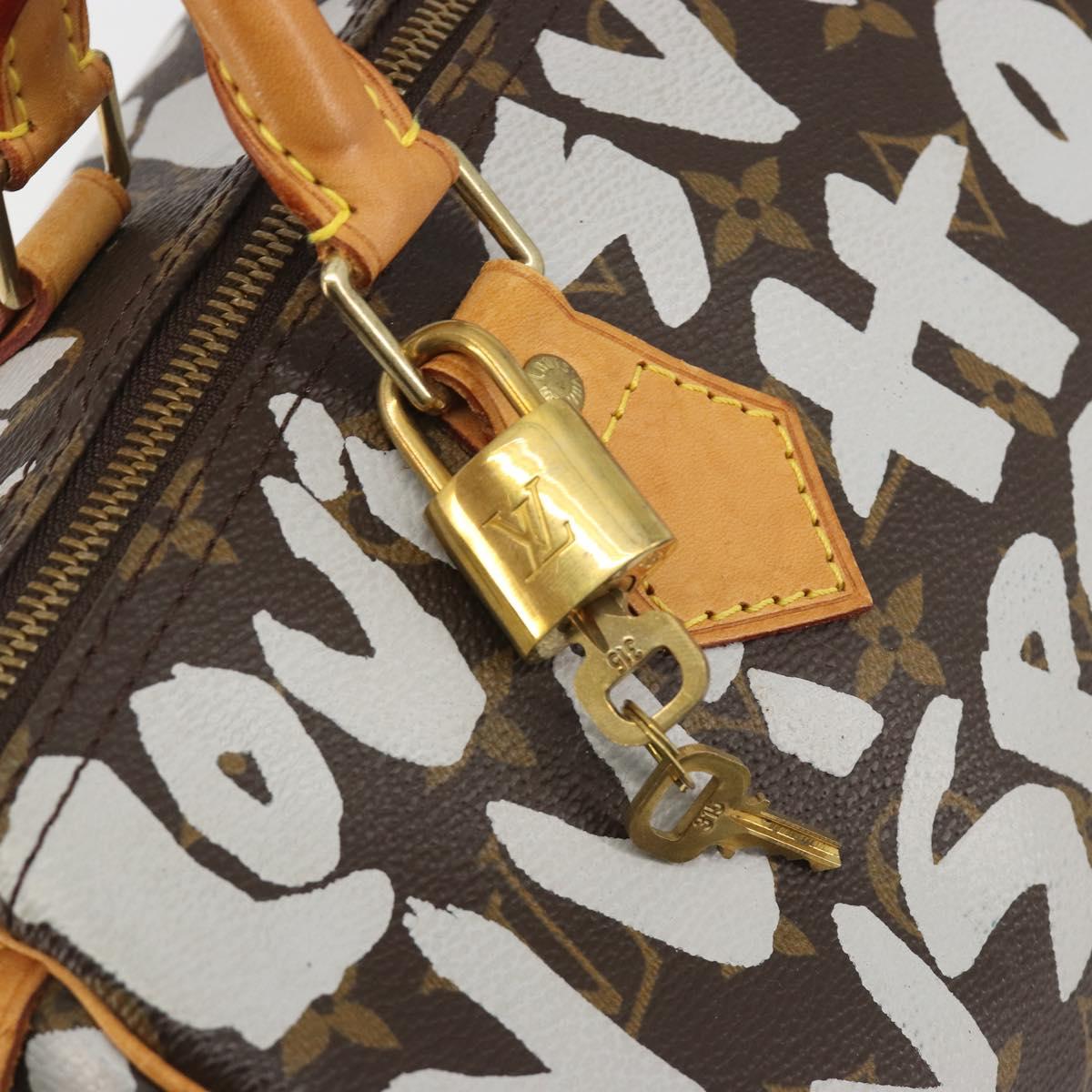 LOUIS VUITTON Monogram Graffiti Speedy 30 Bag White M92195 LV Auth 192043SAV