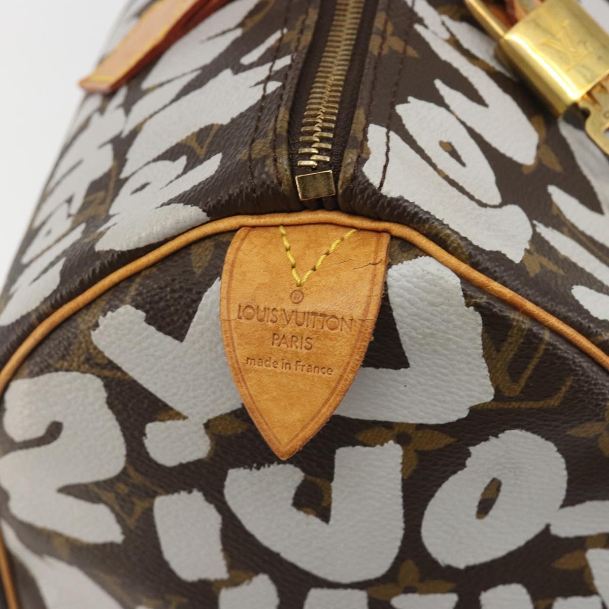 LOUIS VUITTON Monogram Graffiti Speedy 30 Bag White M92195 LV Auth 192043SAV