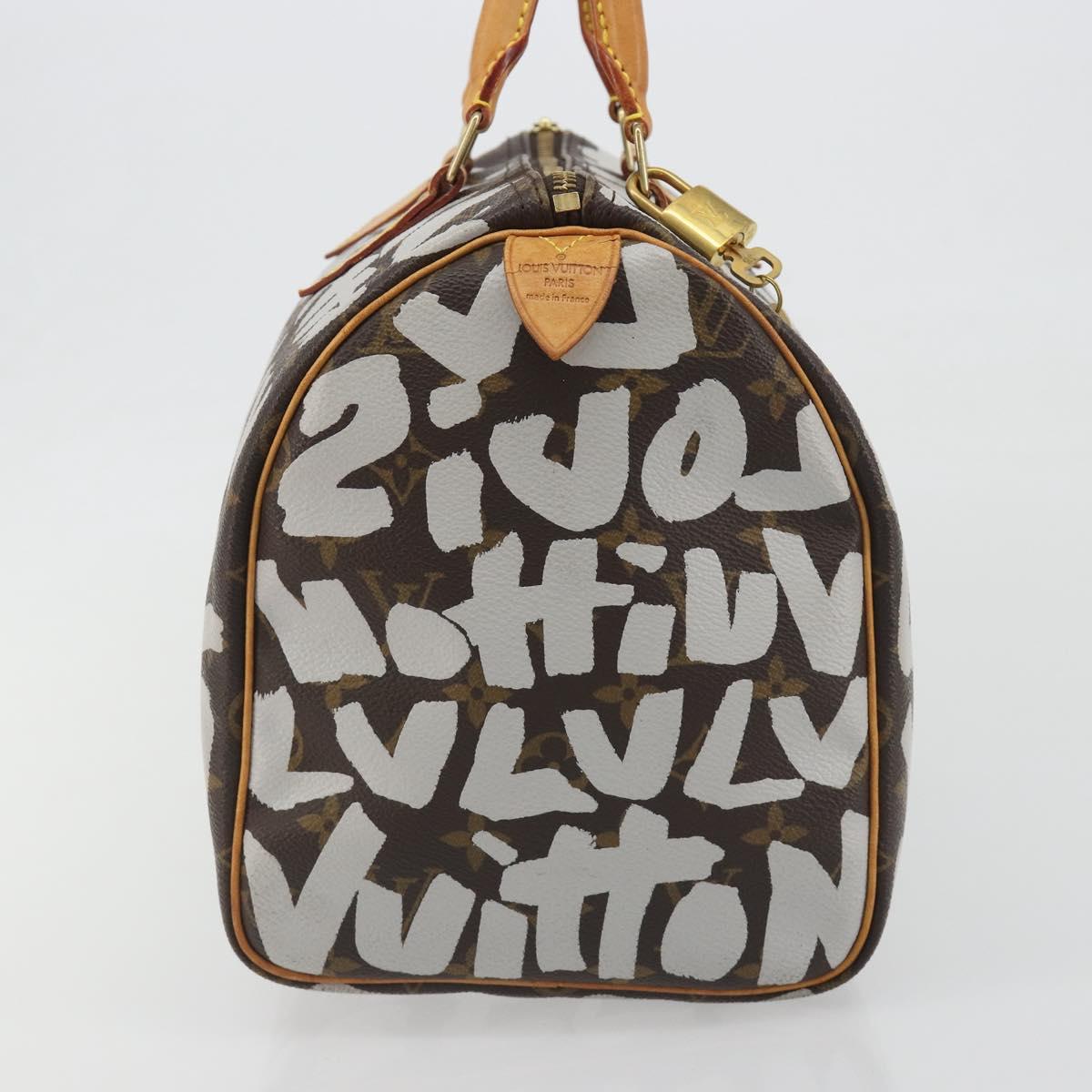 LOUIS VUITTON Monogram Graffiti Speedy 30 Bag White M92195 LV Auth 192043SAV