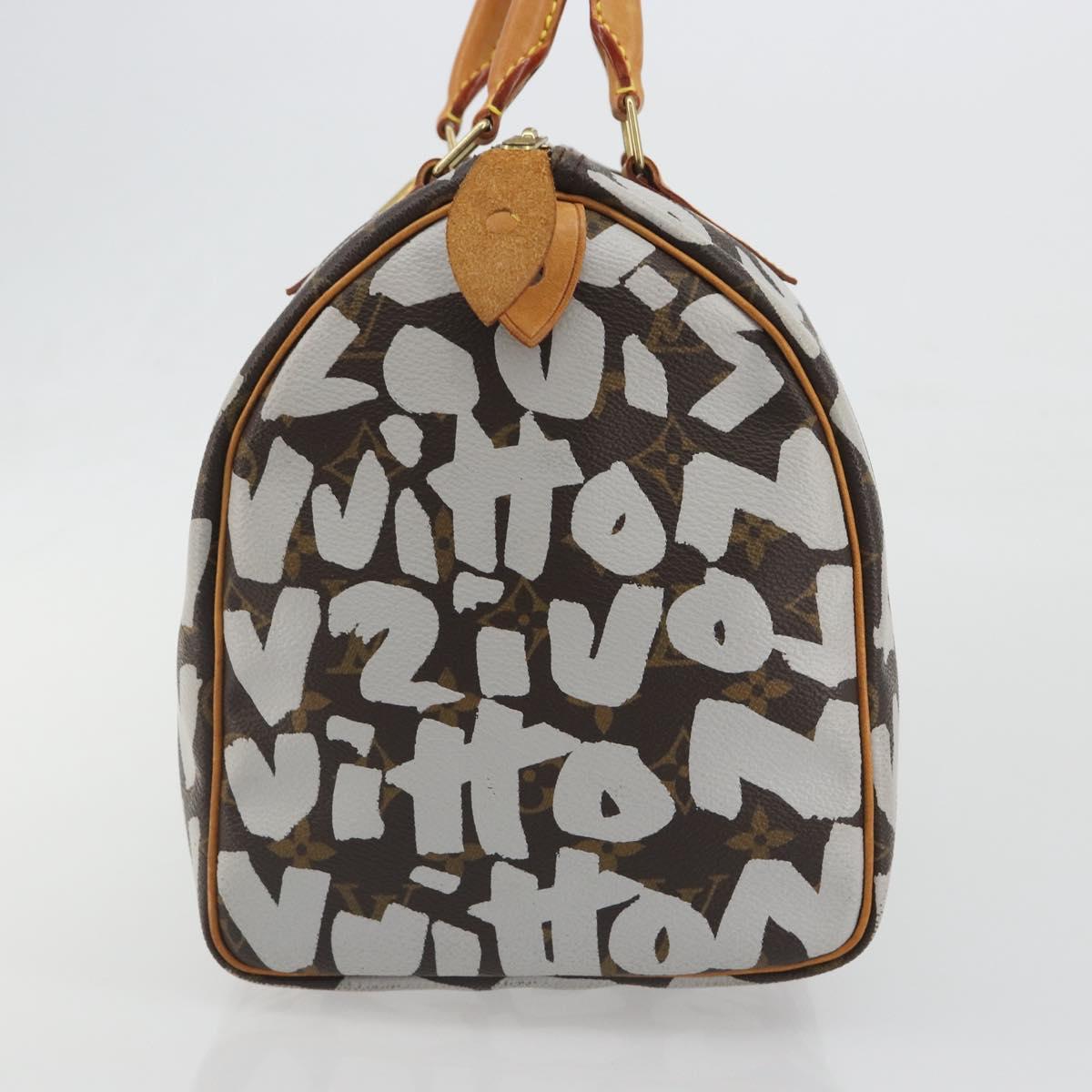 LOUIS VUITTON Monogram Graffiti Speedy 30 Bag White M92195 LV Auth 192043SAV