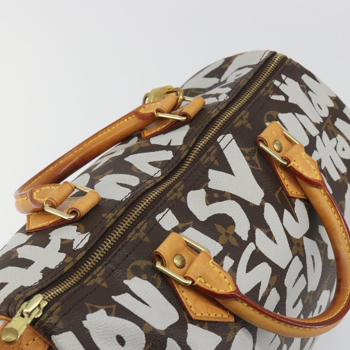 LOUIS VUITTON Monogram Graffiti Speedy 30 Bag White M92195 LV Auth 192043SAV