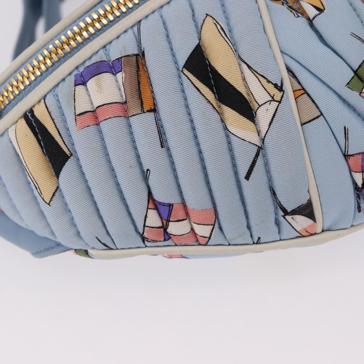 Miu Miu Matelasse Body Bag Canvas Light Blue Gold Auth 192044V