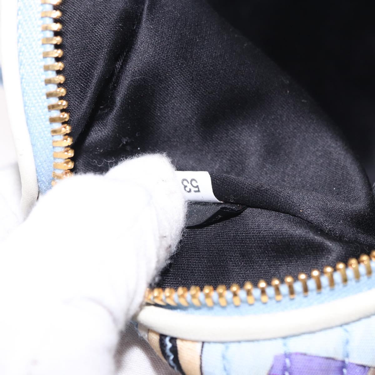 Miu Miu Matelasse Body Bag Canvas Light Blue Gold Auth 192044V