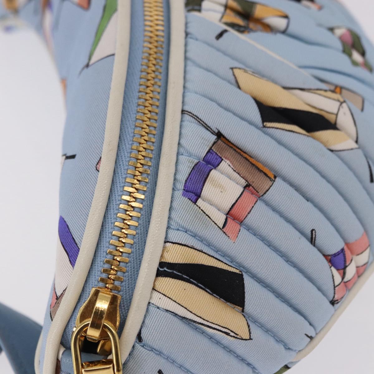 Miu Miu Matelasse Body Bag Canvas Light Blue Gold Auth 192044V