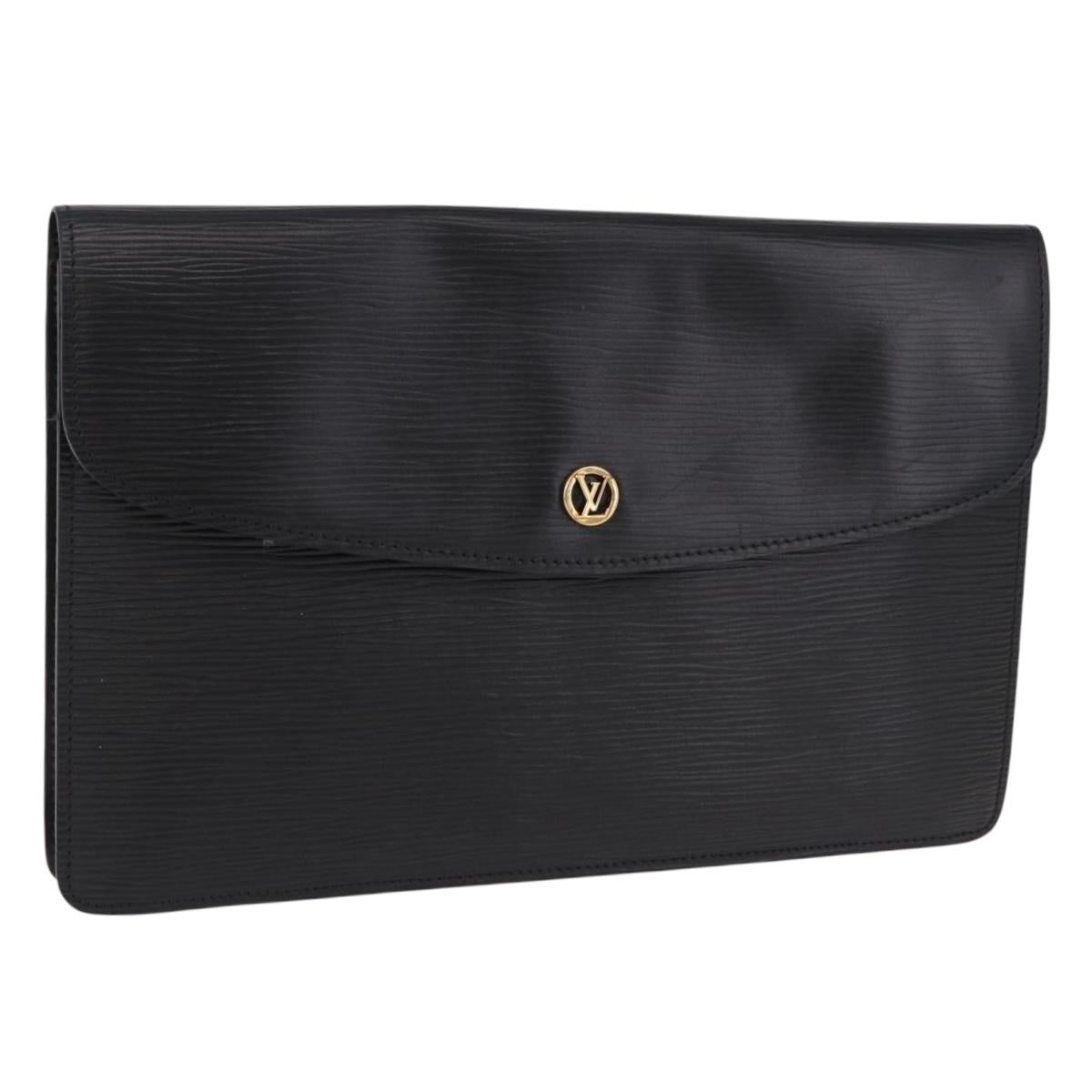 LOUIS VUITTON Epi Montaigne 27 Clutch Bag Black M52652 LV Auth 192045