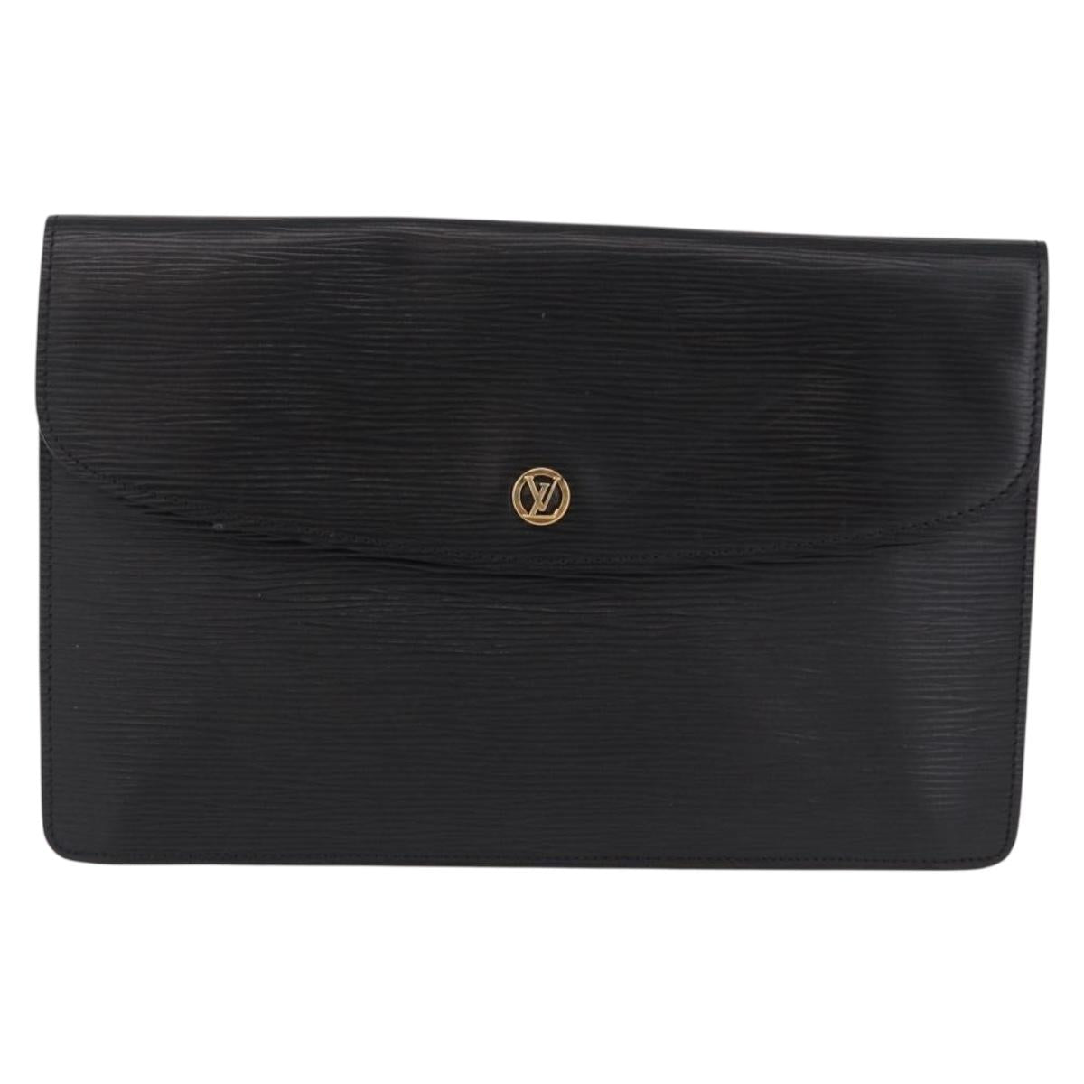 LOUIS VUITTON Epi Montaigne 27 Clutch Bag Black M52652 LV Auth 192045