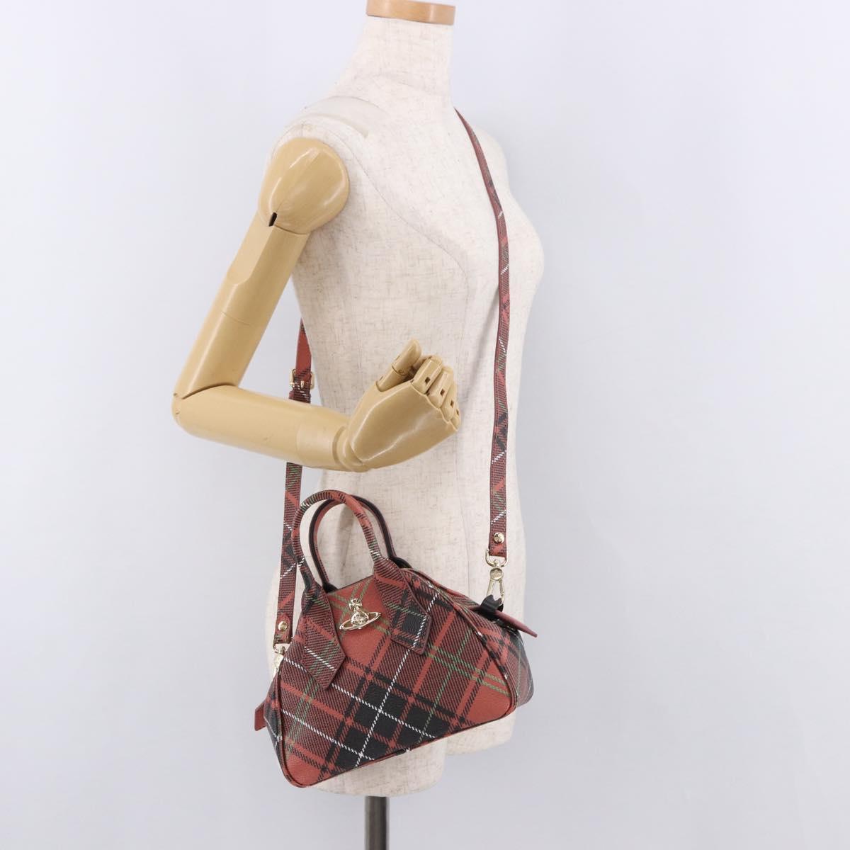 Vivienne Westwood Hand Bag PVC Canvas 2way Gold Red Auth 192046A