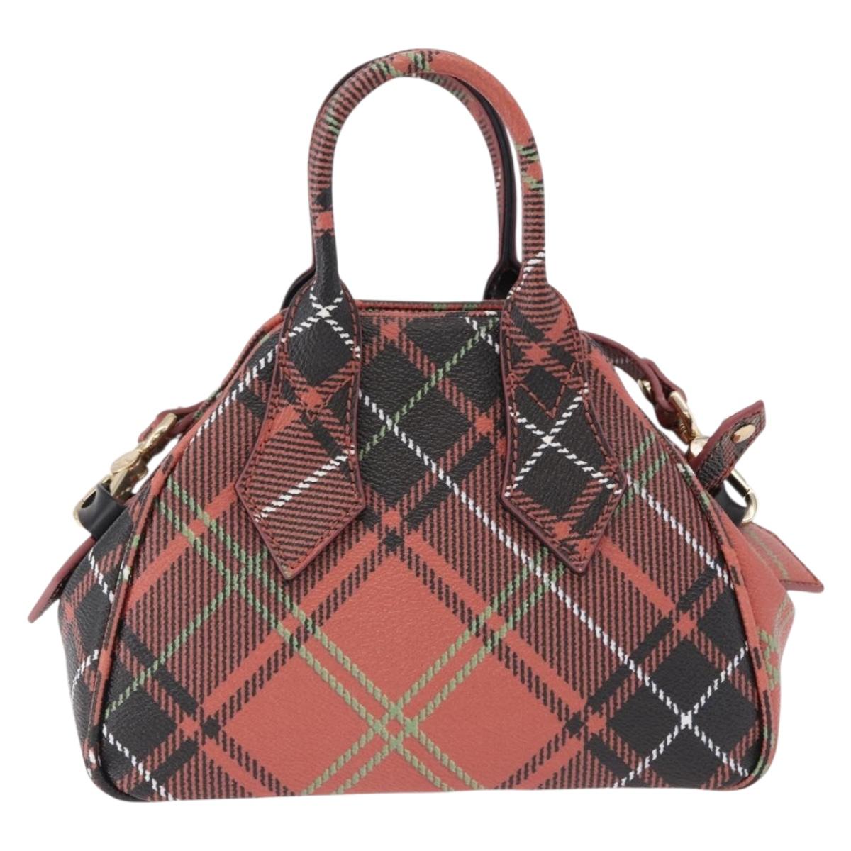 Vivienne Westwood Hand Bag PVC Canvas 2way Gold Red Auth 192046A