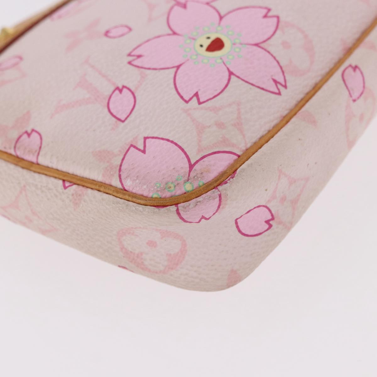 LOUIS VUITTON Cherry Blossom Pochette Accessoires Pouch Rose M92007 Auth 192052V