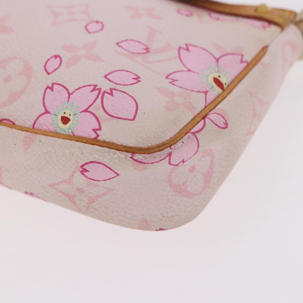 LOUIS VUITTON Cherry Blossom Pochette Accessoires Pouch Rose M92007 Auth 192052V