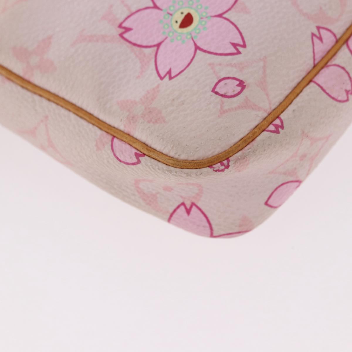 LOUIS VUITTON Cherry Blossom Pochette Accessoires Pouch Rose M92007 Auth 192052V