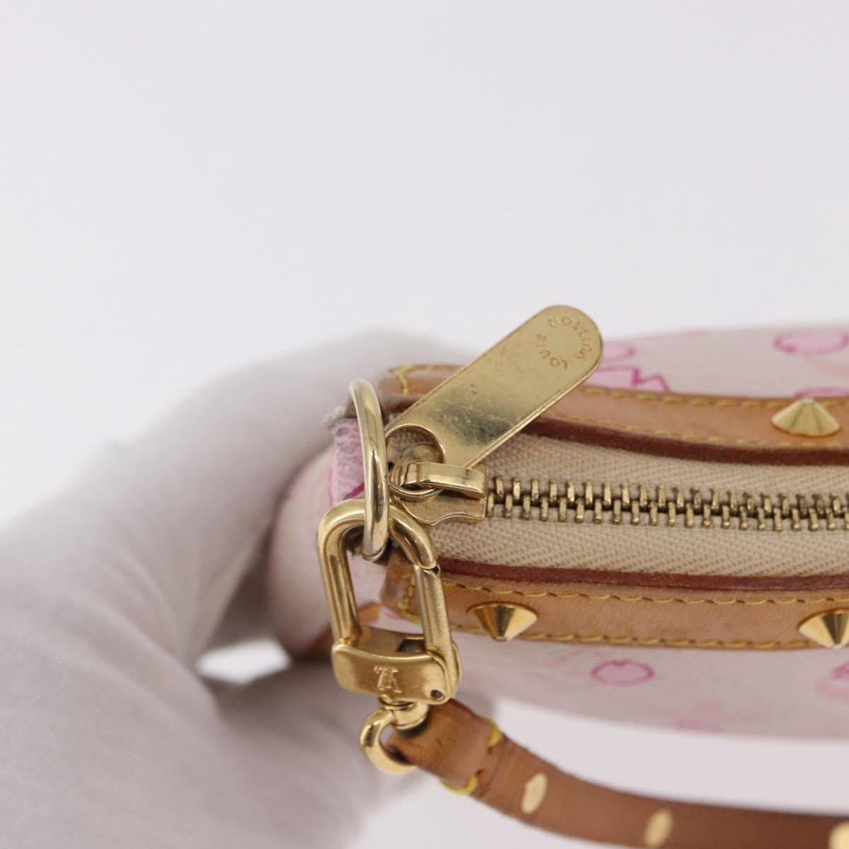 LOUIS VUITTON Cherry Blossom Pochette Accessoires Pouch Rose M92007 Auth 192052V
