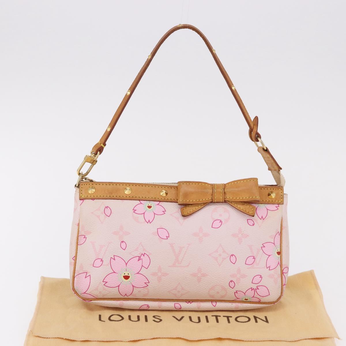 LOUIS VUITTON Cherry Blossom Pochette Accessoires Pouch Rose M92007 Auth 192052V