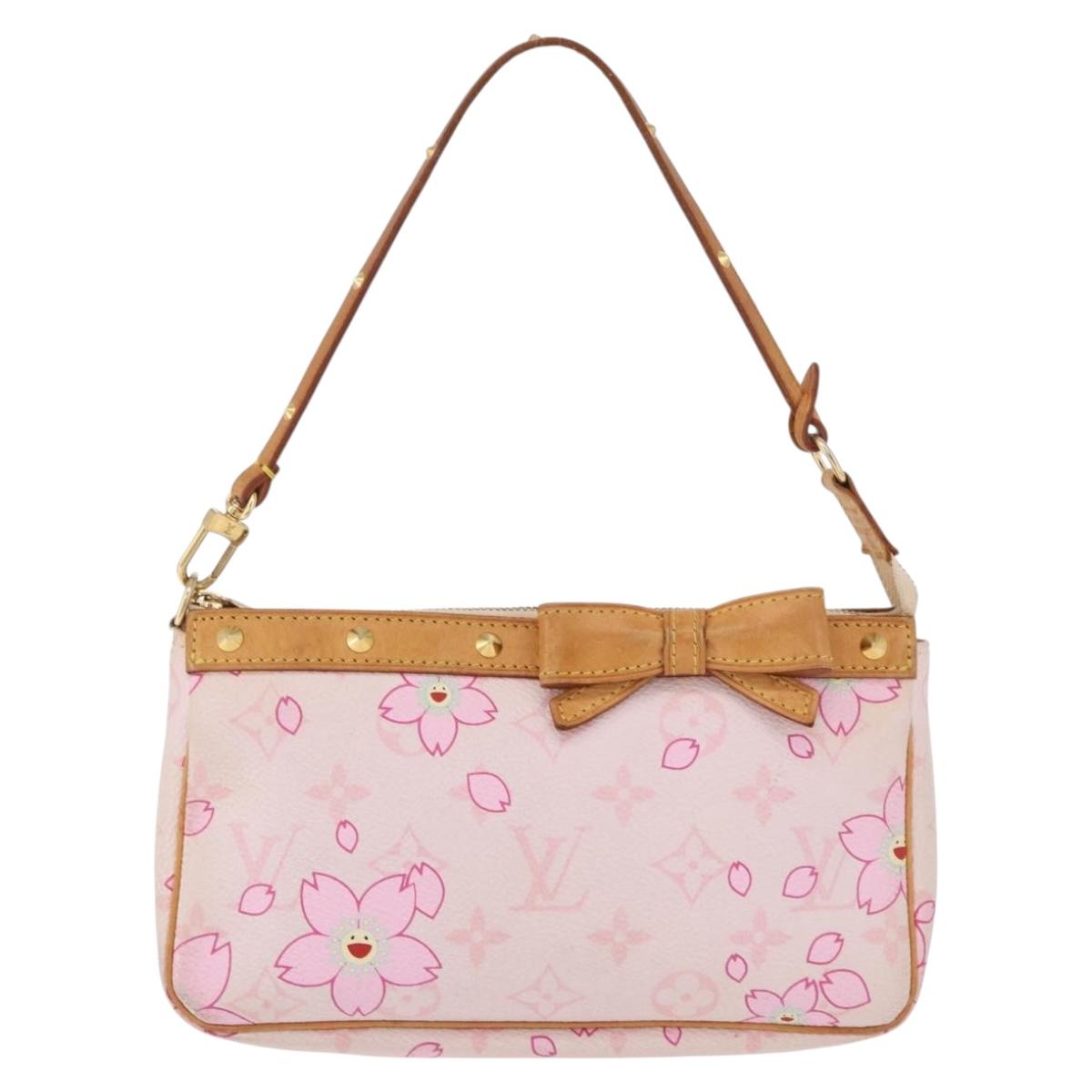 LOUIS VUITTON Cherry Blossom Pochette Accessoires Pouch Rose M92007 Auth 192052V