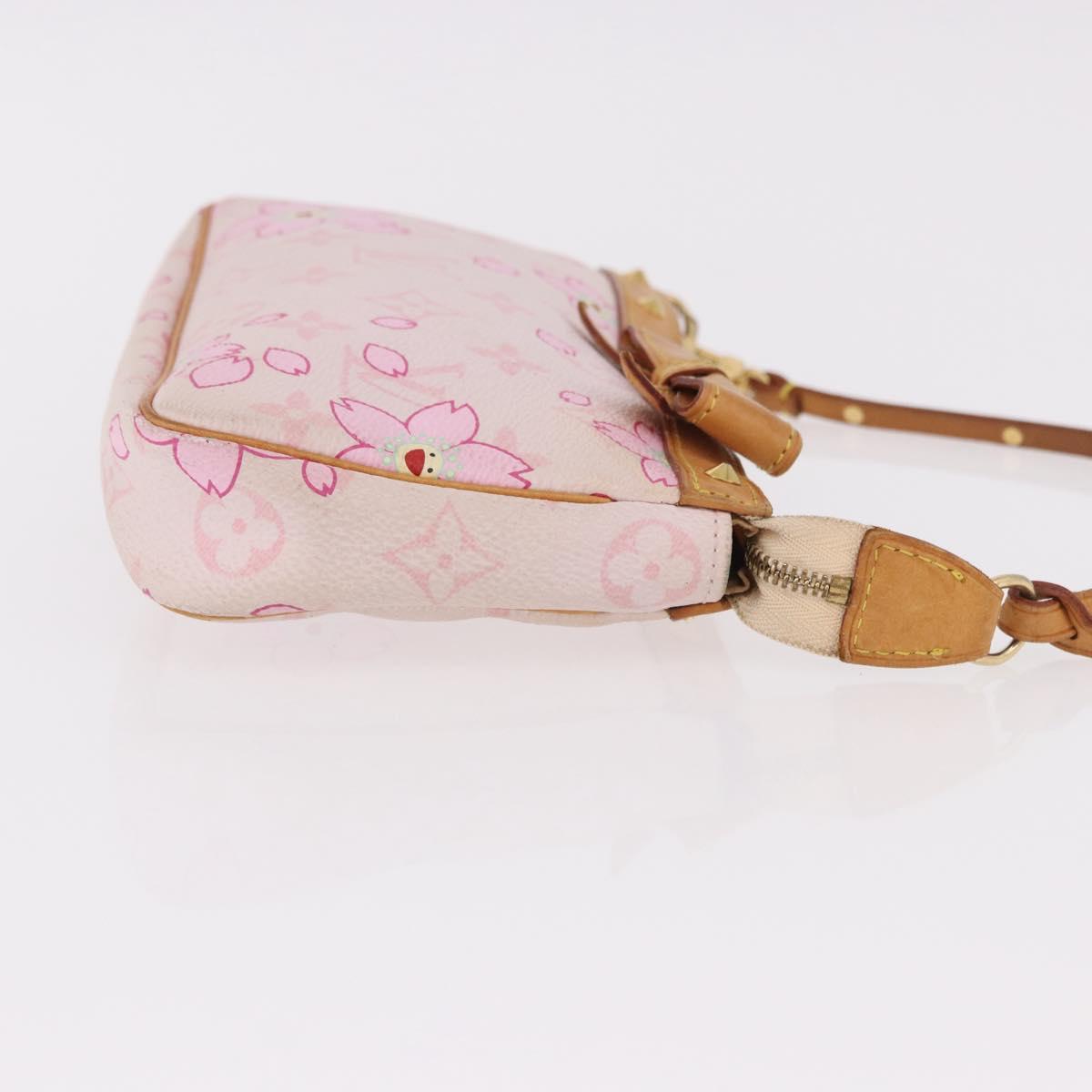LOUIS VUITTON Cherry Blossom Pochette Accessoires Pouch Rose M92007 Auth 192052V