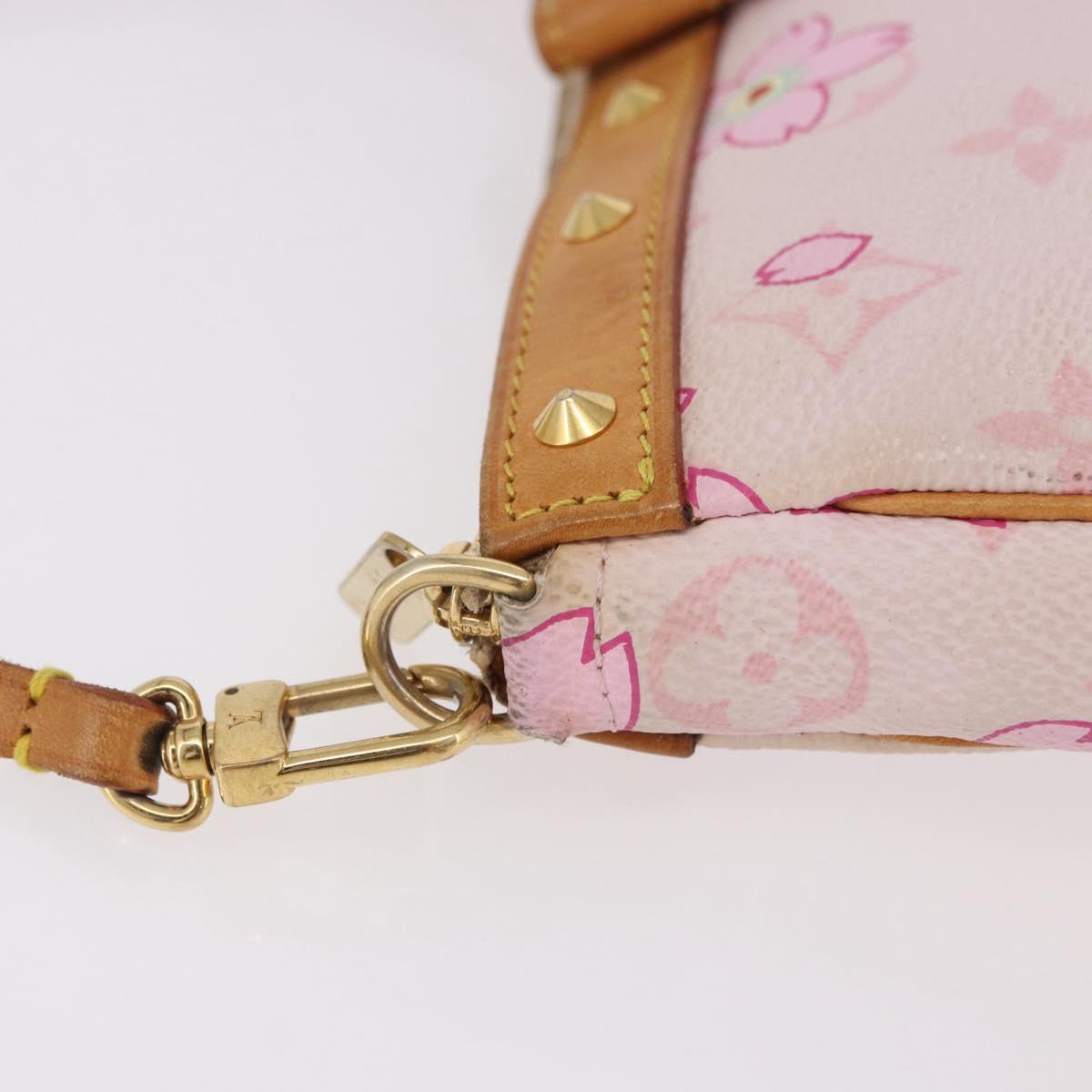 LOUIS VUITTON Cherry Blossom Pochette Accessoires Pouch Rose M92007 Auth 192052V