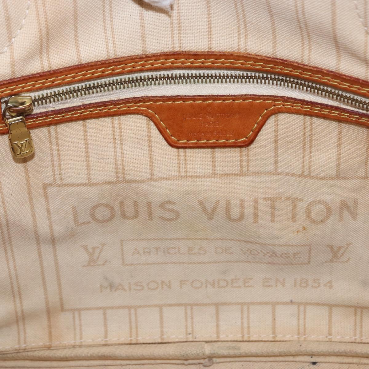 LOUIS VUITTON Damier Azur Neverfull PM Tote Bag N41362 LV Auth 192055