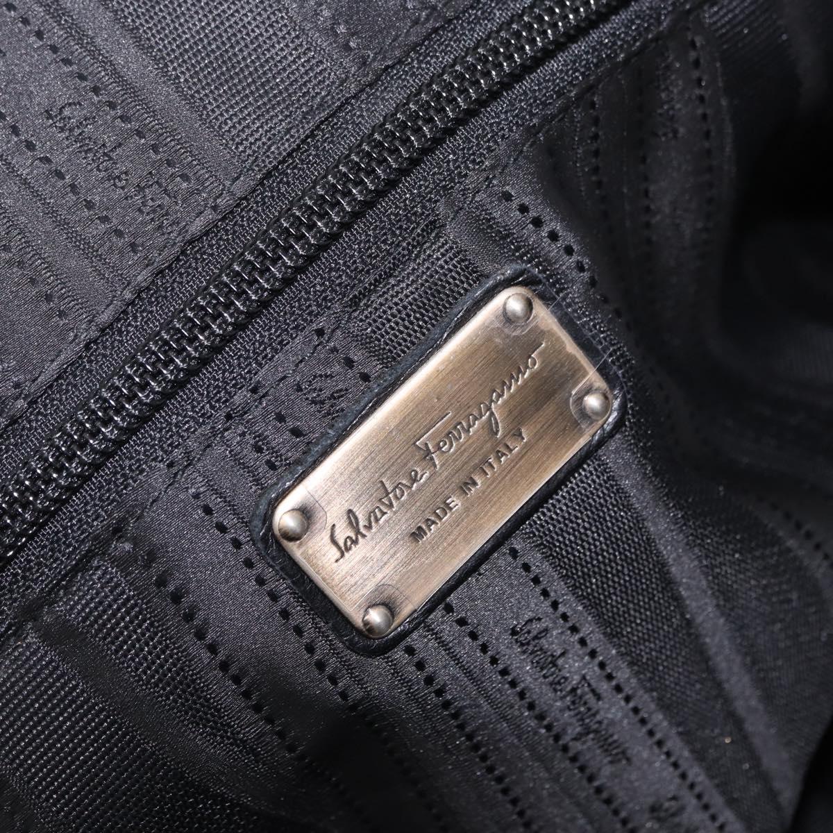 Salvatore Ferragamo Gancini Boston Bag Leather Black Silver Auth 192056V