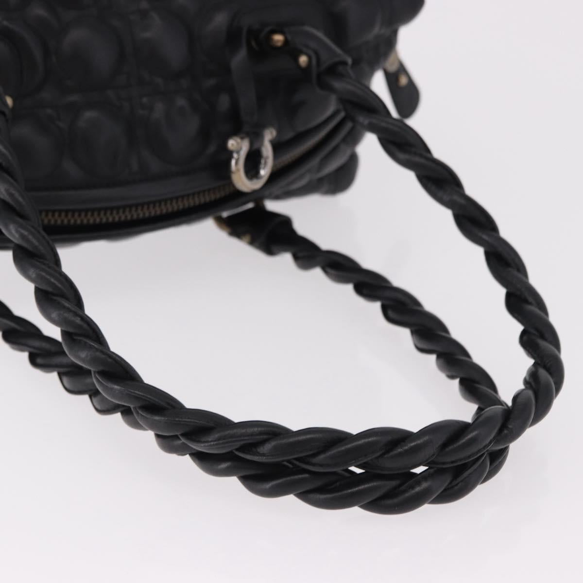 Salvatore Ferragamo Gancini Boston Bag Leather Black Silver Auth 192056V