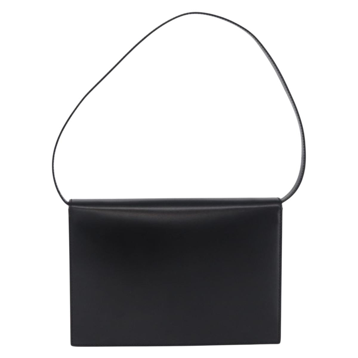 CARTIER PANTHERE Shoulder Bag Leather Black Gold Auth 192063V