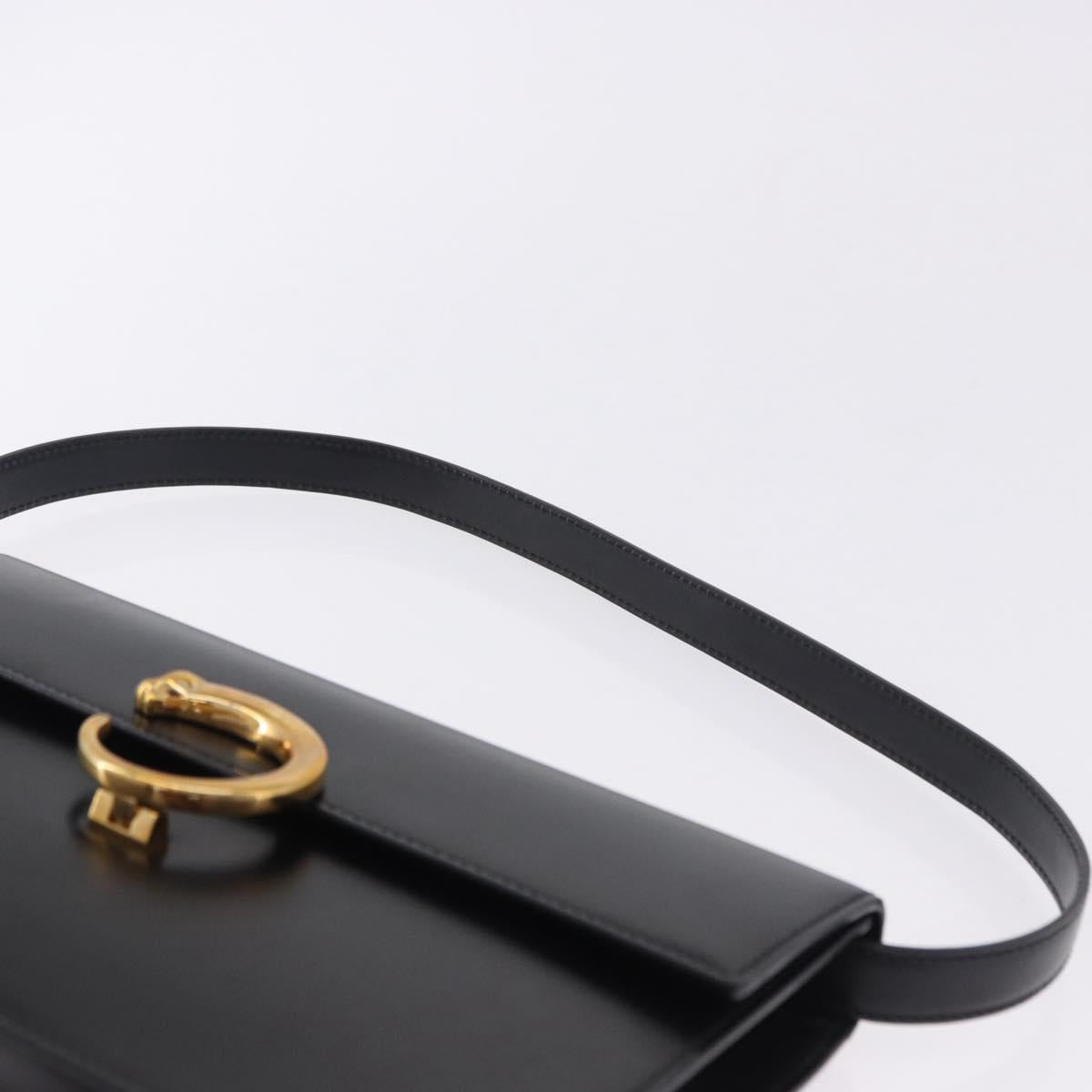 CARTIER PANTHERE Shoulder Bag Leather Black Gold Auth 192063V