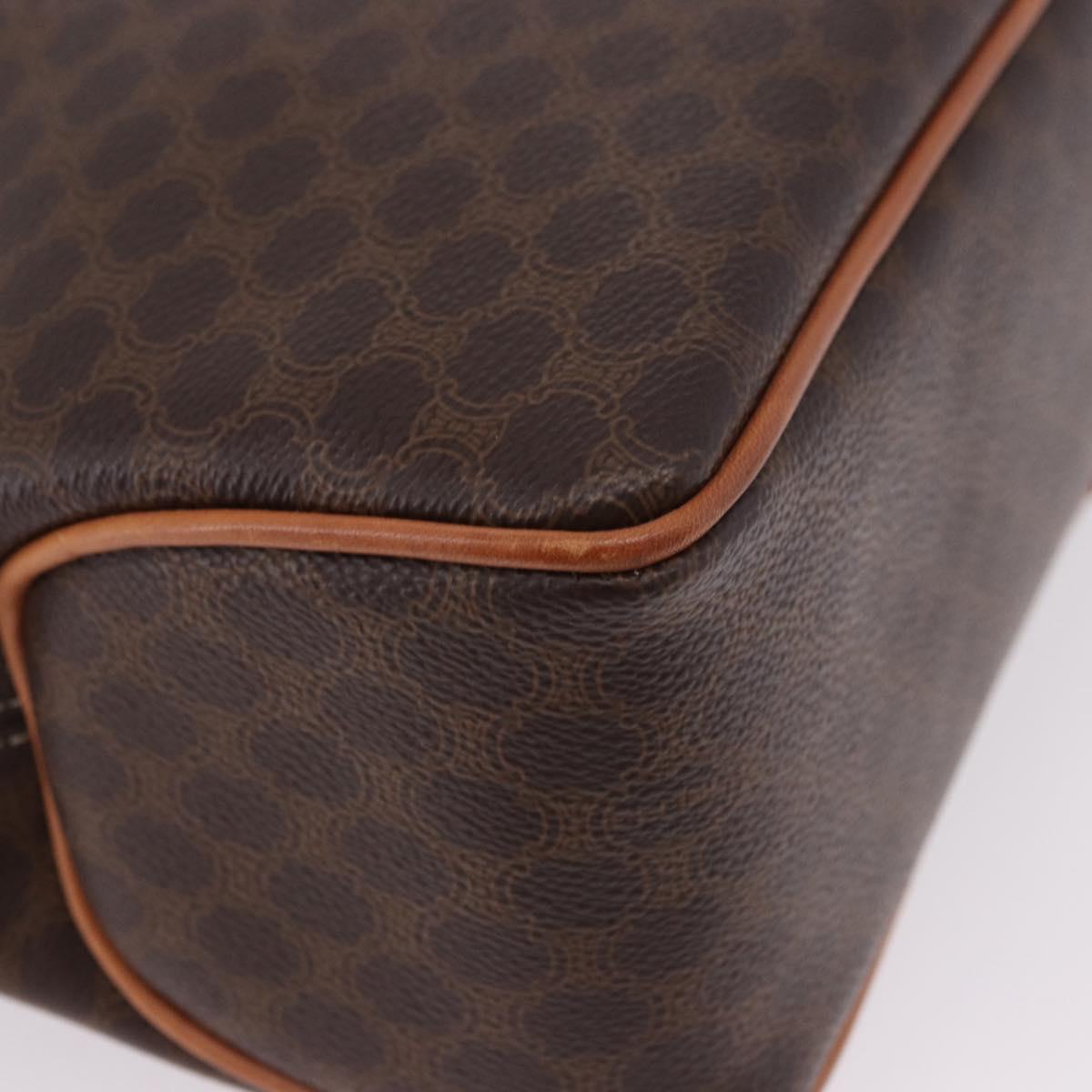CELINE Macadam Canvas Circle Hand Bag PVC Leather Brown Gold Auth 192066