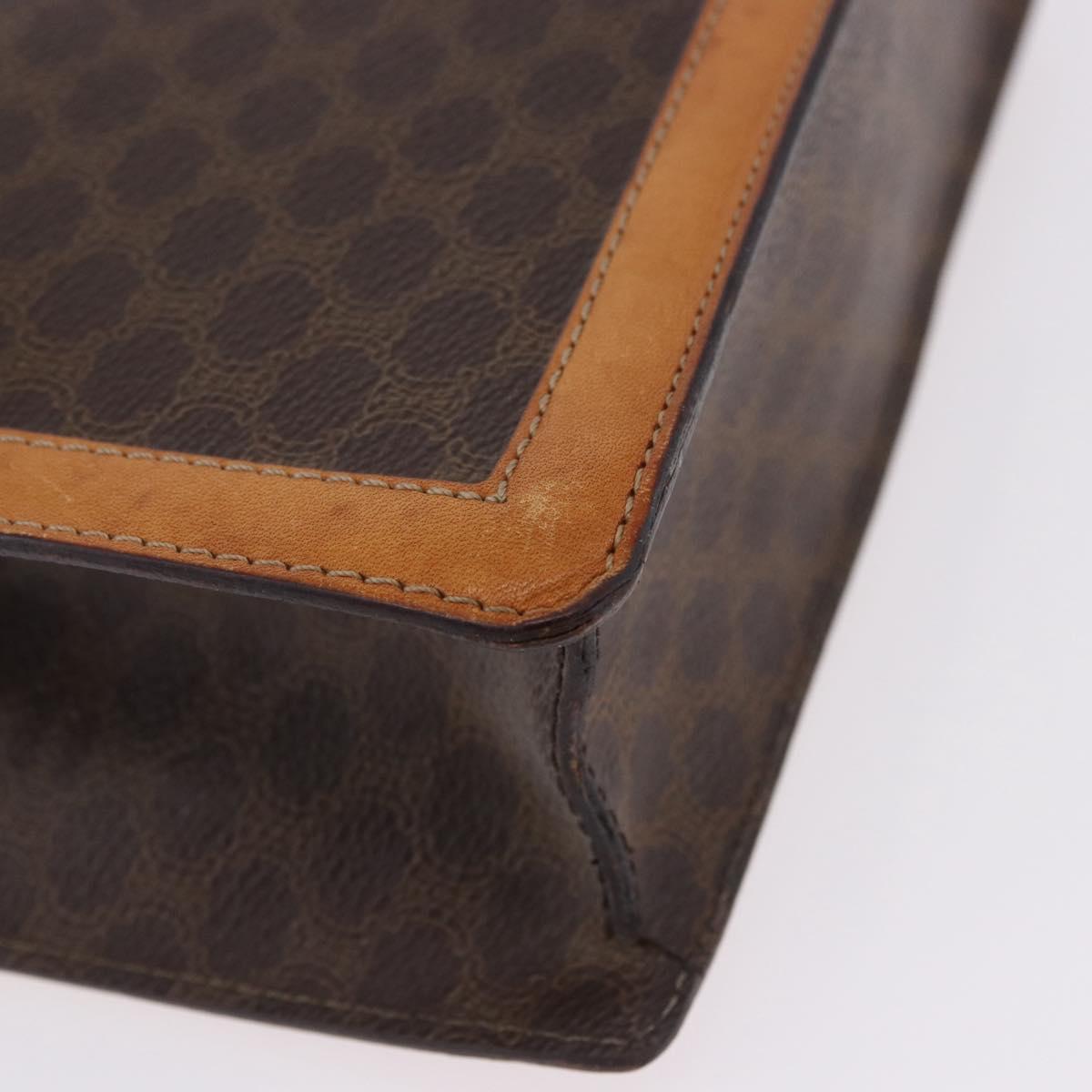 CELINE Macadam Canvas Medallion Hand Bag PVC Leather Brown Gold Auth 192071A