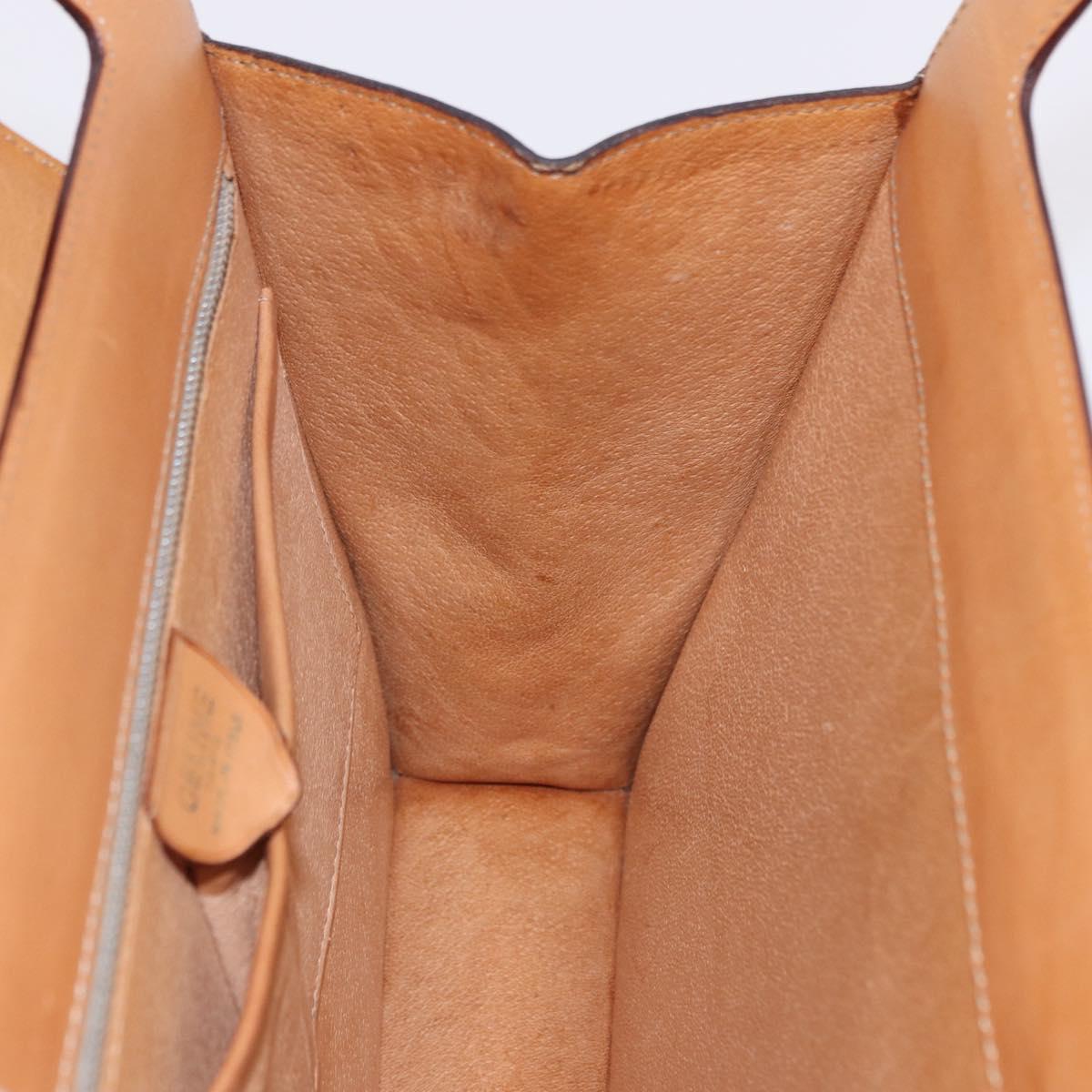 CELINE Macadam Canvas Medallion Hand Bag PVC Leather Brown Gold Auth 192071A