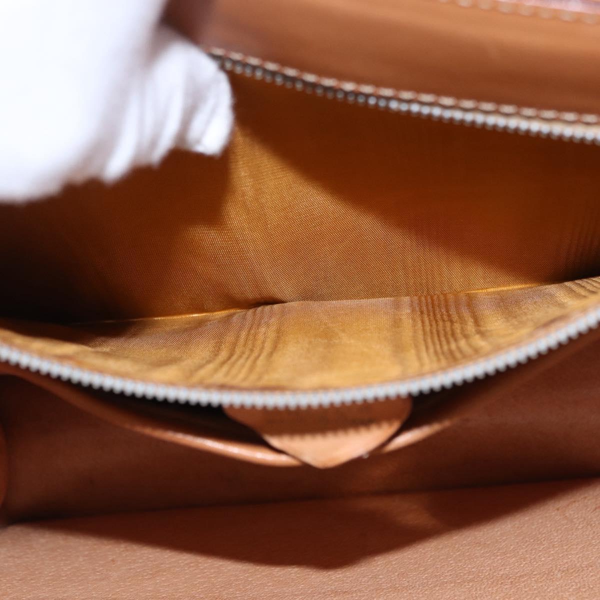 CELINE Macadam Canvas Medallion Hand Bag PVC Leather Brown Gold Auth 192071A