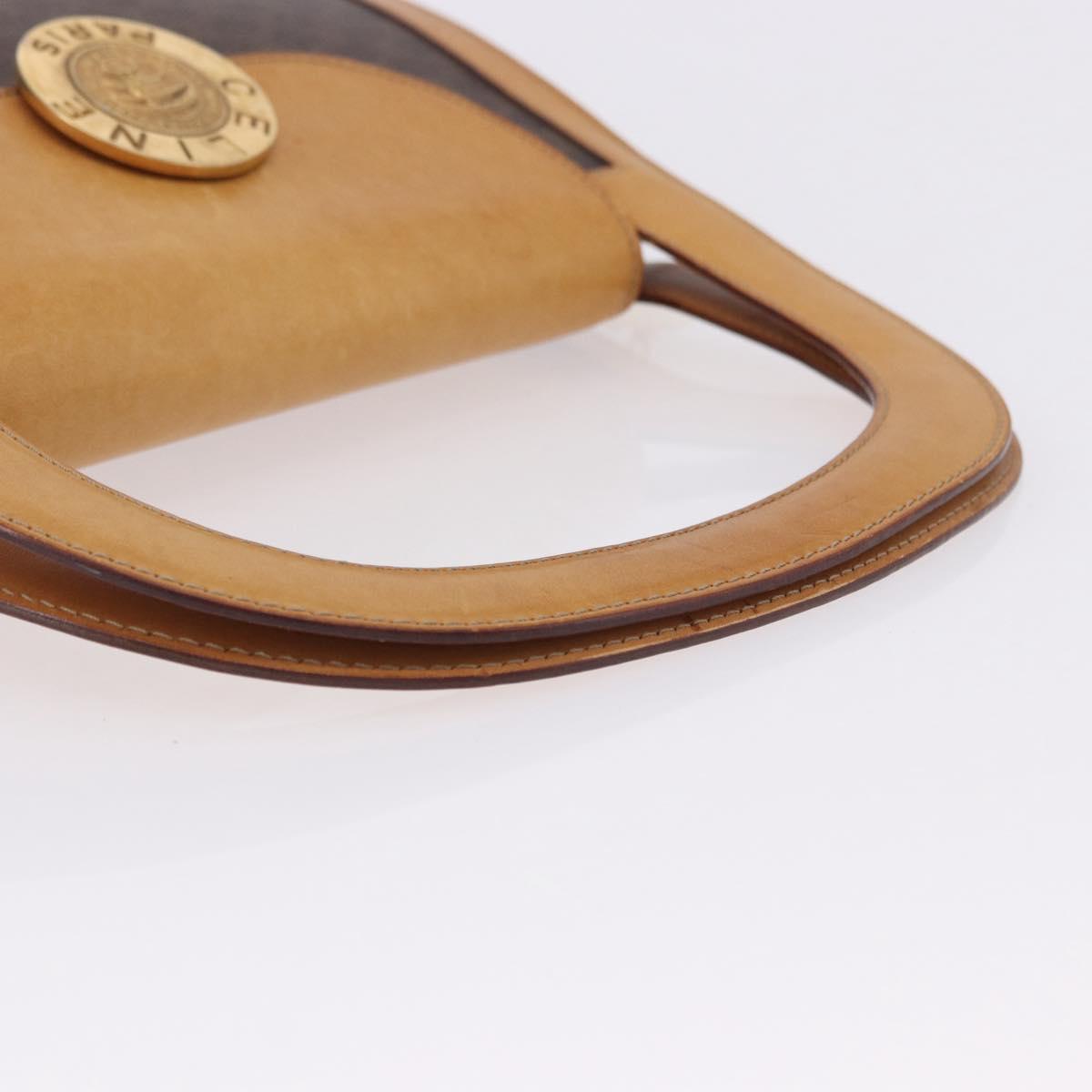 CELINE Macadam Canvas Medallion Hand Bag PVC Leather Brown Gold Auth 192071A