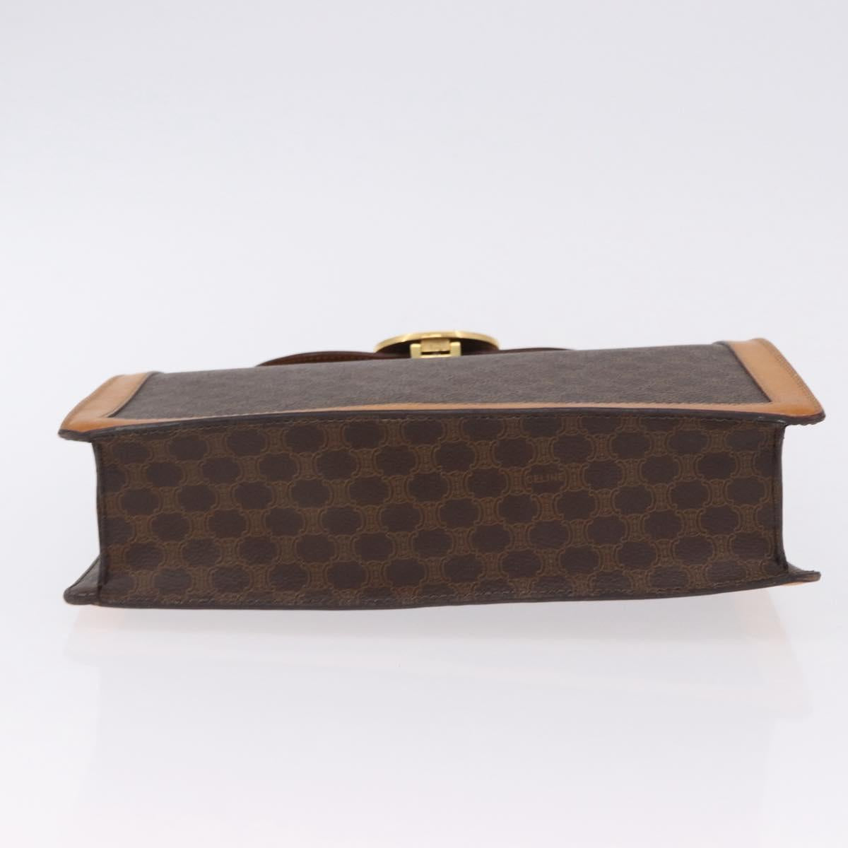 CELINE Macadam Canvas Medallion Hand Bag PVC Leather Brown Gold Auth 192071A