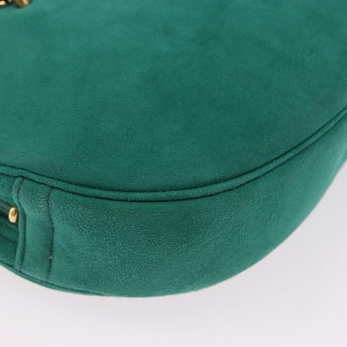 Christian Dior Chain Shoulder Bag Suede Green Gold Auth 192074V
