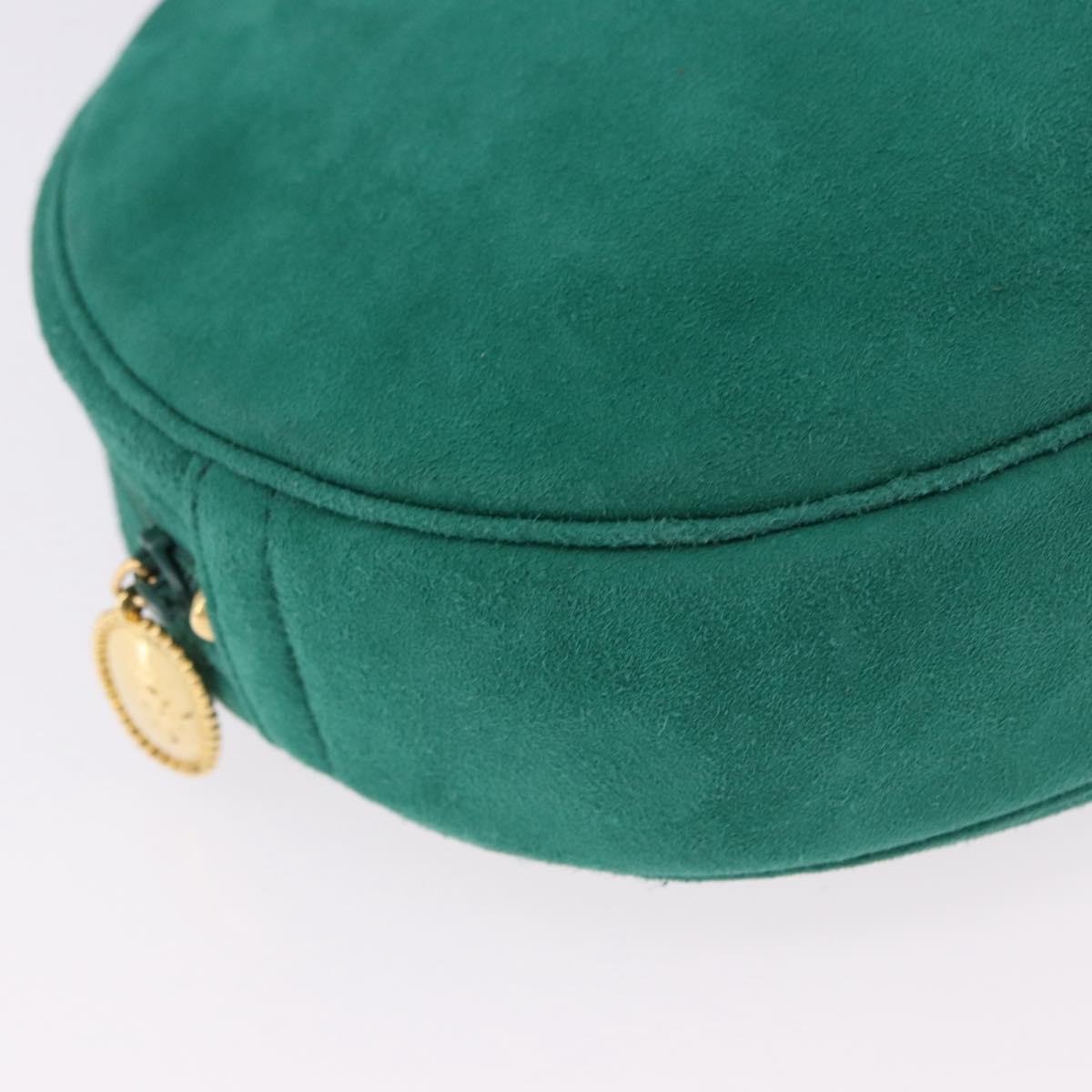 Christian Dior Chain Shoulder Bag Suede Green Gold Auth 192074V